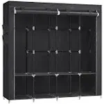 SONGMICS Portable Closet, Wardrobe Closet Organizer with Cover, 4 Hanging Rods and Shelves, 4 Side Pockets, 66.9 x 17.7 x 65.7 Inches, Large