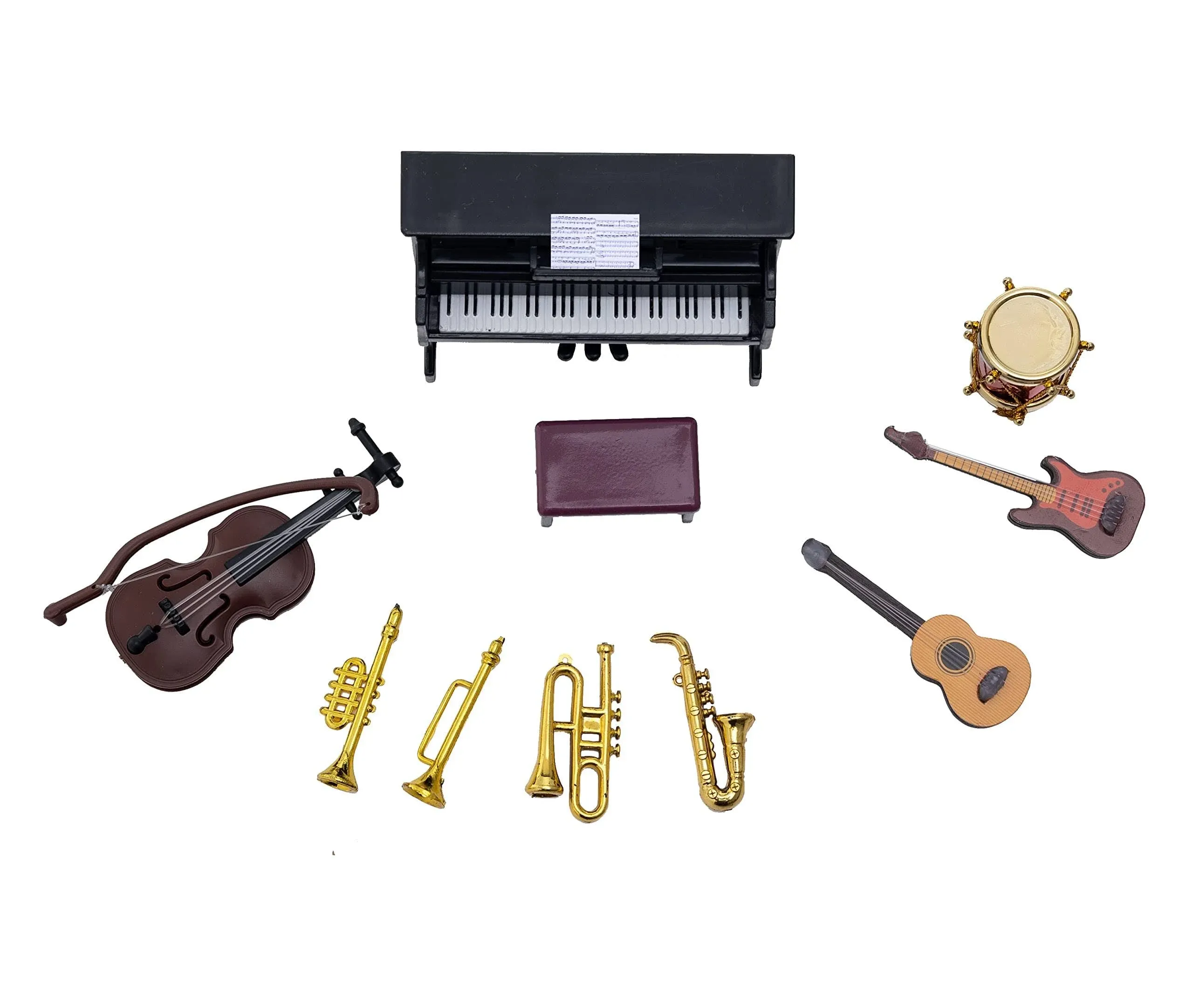 Kodycity Dollhouse Miniature Musical Instruments Set Mini Accessories Piano ...