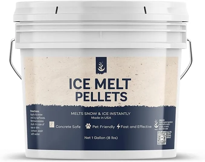 PURE ORIGINAL INGREDIENTS Ice Melt Pellets (1 Gallon) Fast-Acting & Powerful, Safe on Concrete, Asphalt & Wood, Non-Corrosive