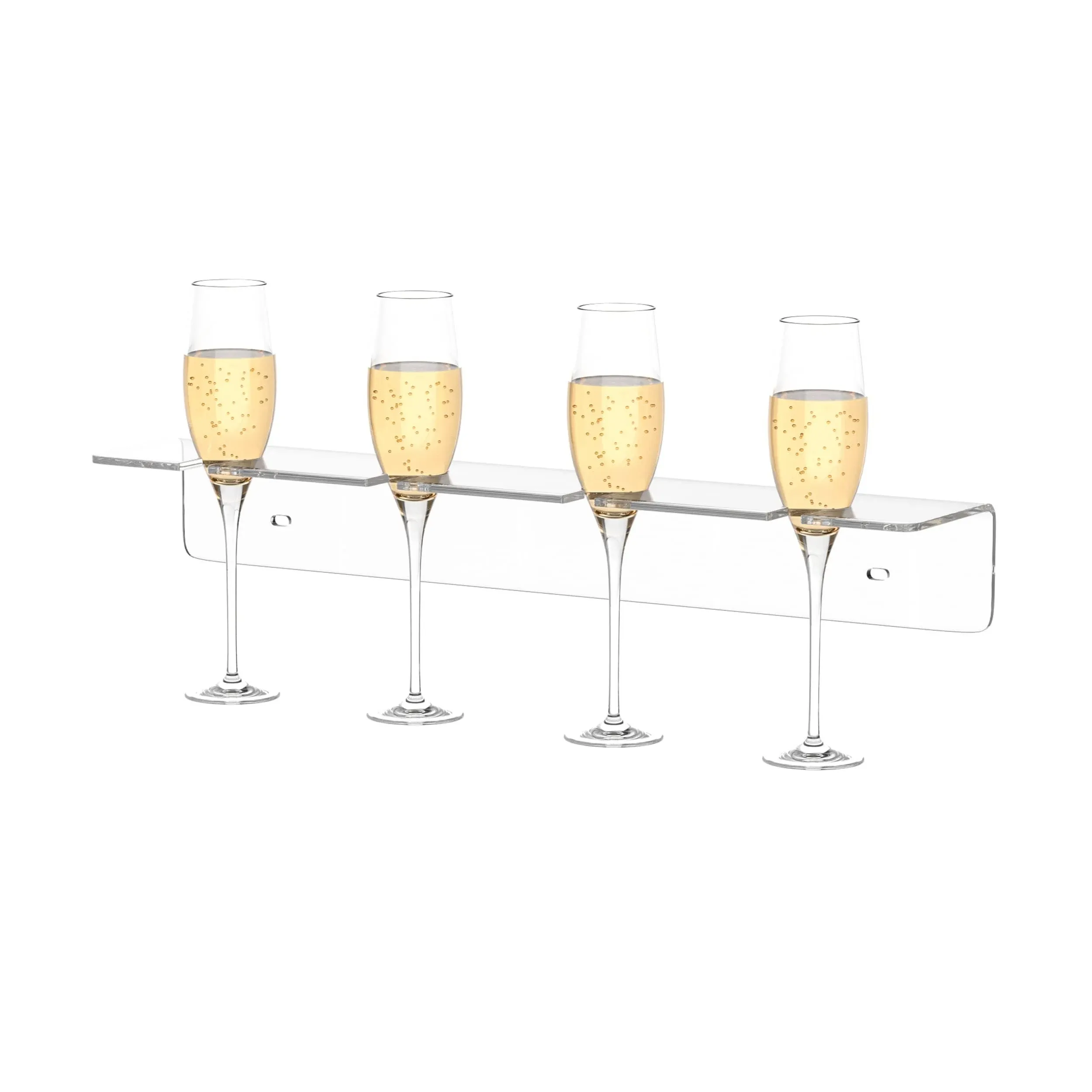 Clear Acrylic Wine Glass Holder Wall Mounted, Under Cabinet Hanging Wine Glass Rack, Champagne Wall Holer for Party 50 for 4 Glasses (4 Glasses 1 Pack)