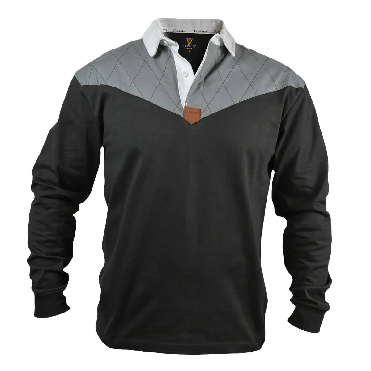 Guinness Heritage Charcoal and Black Rugby Jersey Long Sleeve Rugby Shirts for Men | Mens Ireland Polo Jerseys