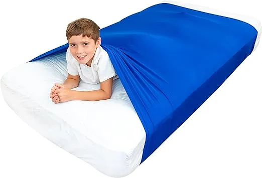 Special Supplies Sensory Bed Sheet for Kids Compression Alternative to Weighted Blankets - Breathable, Stretchy - Cool, Comfortable Sleeping Bedding (Blue, Twin)