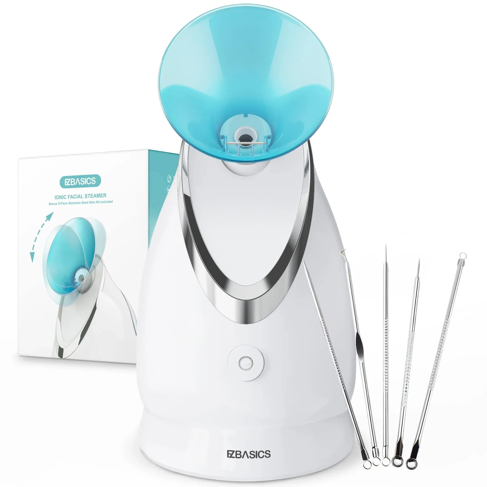 EZBASICS Facial Steamer Ionic Face Steamer for Home Facial, Warm Mist Humidifier Atomizer for Face Sauna Spa Sinuses Moi