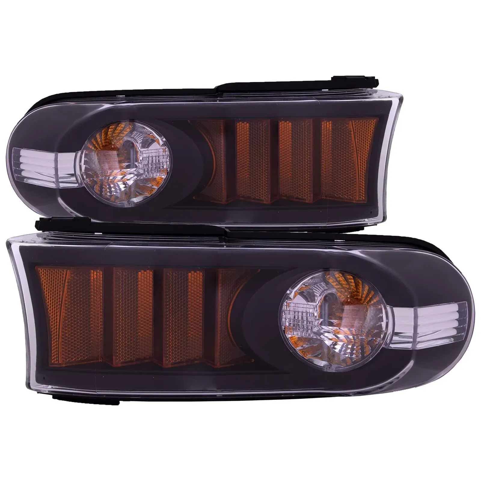 Headlights Depot 07-14 FJ Cruiser Parking Lights (Set; Black; Clear Lens)