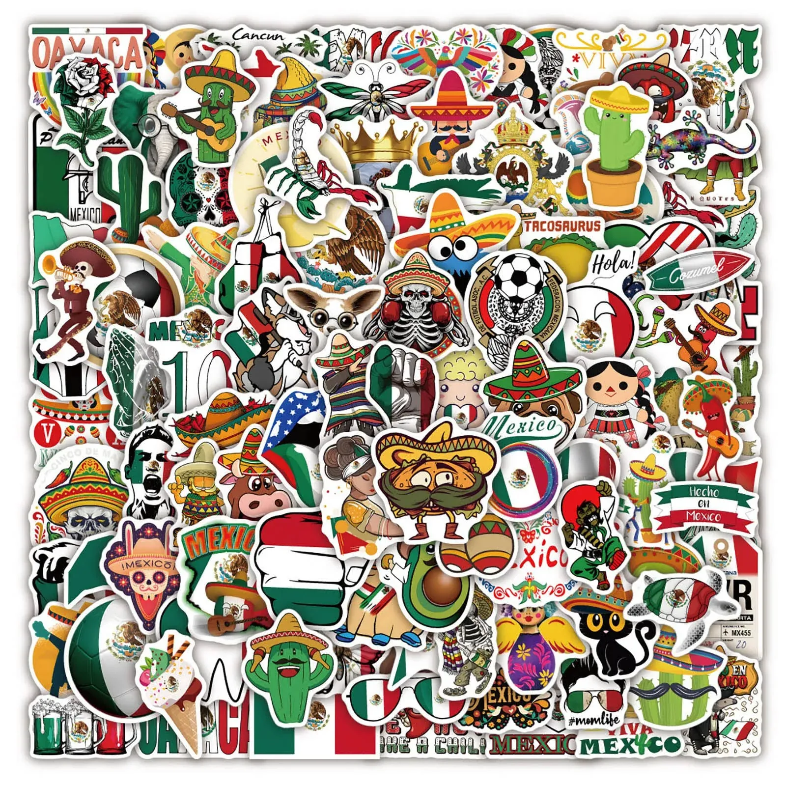 120 Pcs Mexican Stickers Funny Vinyl Mexico Tool Box Stickers for Hardhat Laptop