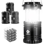 Etekcity Camping Lanterns for Power Outages 4 Pack, Flashlight for Camping Essentials, Emergency Led Battery Operated Lights, Survival Kit and Gear for Hurricane, Black