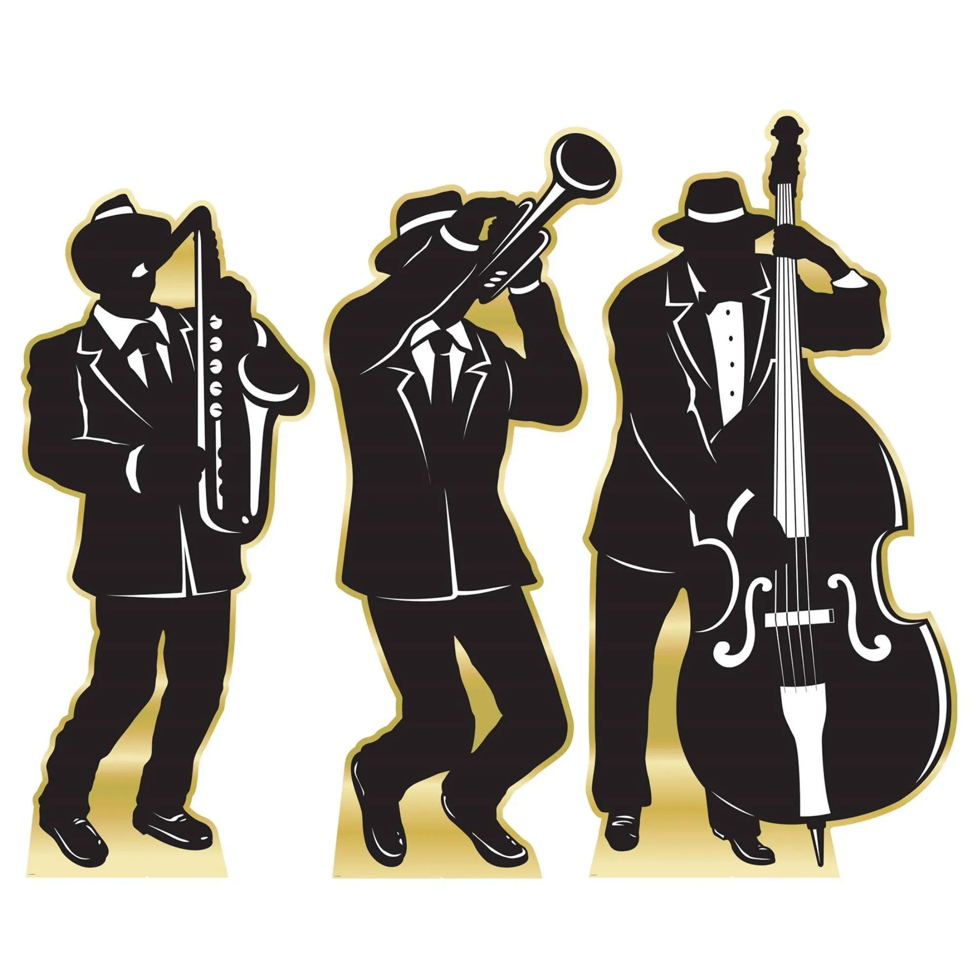 Beistle Life-Size Cardboard Great 20's Jazz Band Silhouette Stand-Ups for 1920's Prom Décor, Photo Backdrops