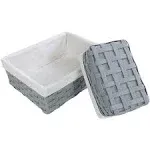 Nesting Baskets - 5-Piece Light Grey Wicker Storage Baskets - 2 Small 2 Medium 1 Large