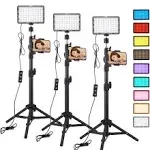 3Pack LED 9Color Filter Studio Streaming Lights Photography Video Lighting Kit P