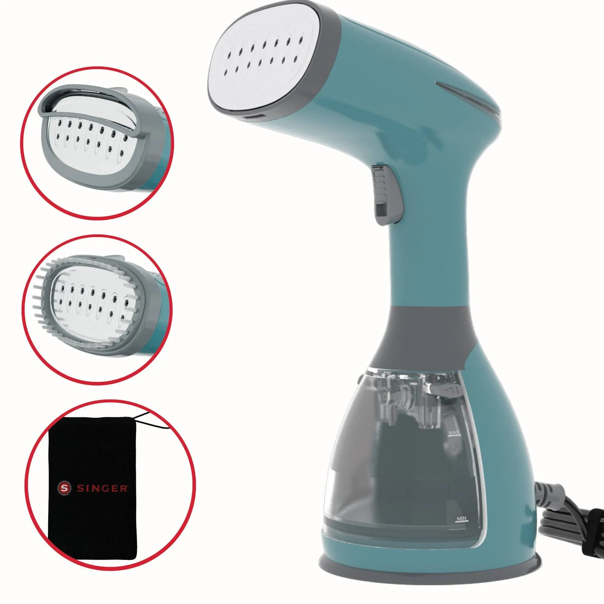 SINGER High Performance Handheld Garment Steamer for Clothes,1500 W, 20 Second Ultra-Fast Heat-up, Auto-Off, Large Detachable Water Tank, Great for Professional Wrinkle-Free Results