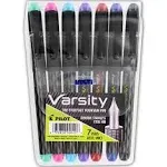 PILOT Pen 90029 Precise Varsity Pre-Filled Fountain Pens, Medium Point Stainless Steel Nib, Black/Blue/Red/Pink/Green/Purple/Turquoise, 7-Pack Pouch