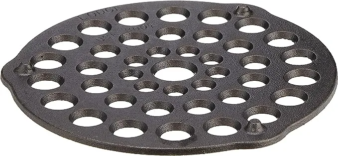 Lodge L8DOT3 Cast Iron Meat Rack/Trivet, Pre-Seasoned, 8-inch,Black Black 