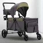 Jeep Sport All-Terrain Stroller Wagon by Delta Children - Includes Canopy, Parent Organizer, Adjustable Handlebar, Snack Tray & Cup Holders, Grey/Bonfire