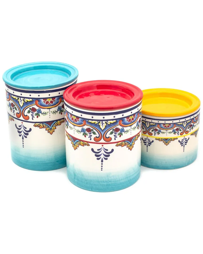 Shop Euro Ceramica Zanzibar 3pc Canister Set In Multicolor