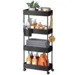 Pipishell Slim Storage Cart with Wheels, Bathroom Cart Organizer Bathroom Storage Small, Rolling Cart for Bathroom, Laundry Room, Kitchen, Narrow Space, Black PIUC05