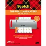 Scotch Thermal Laminating Pouches, 200 Count, Clear, 3 mil., Laminate Business Cards, Banners and Essays, Ideal Office or School Supplies, Fits Letter Sized (8.9 in. × 11.4 in.) Paper