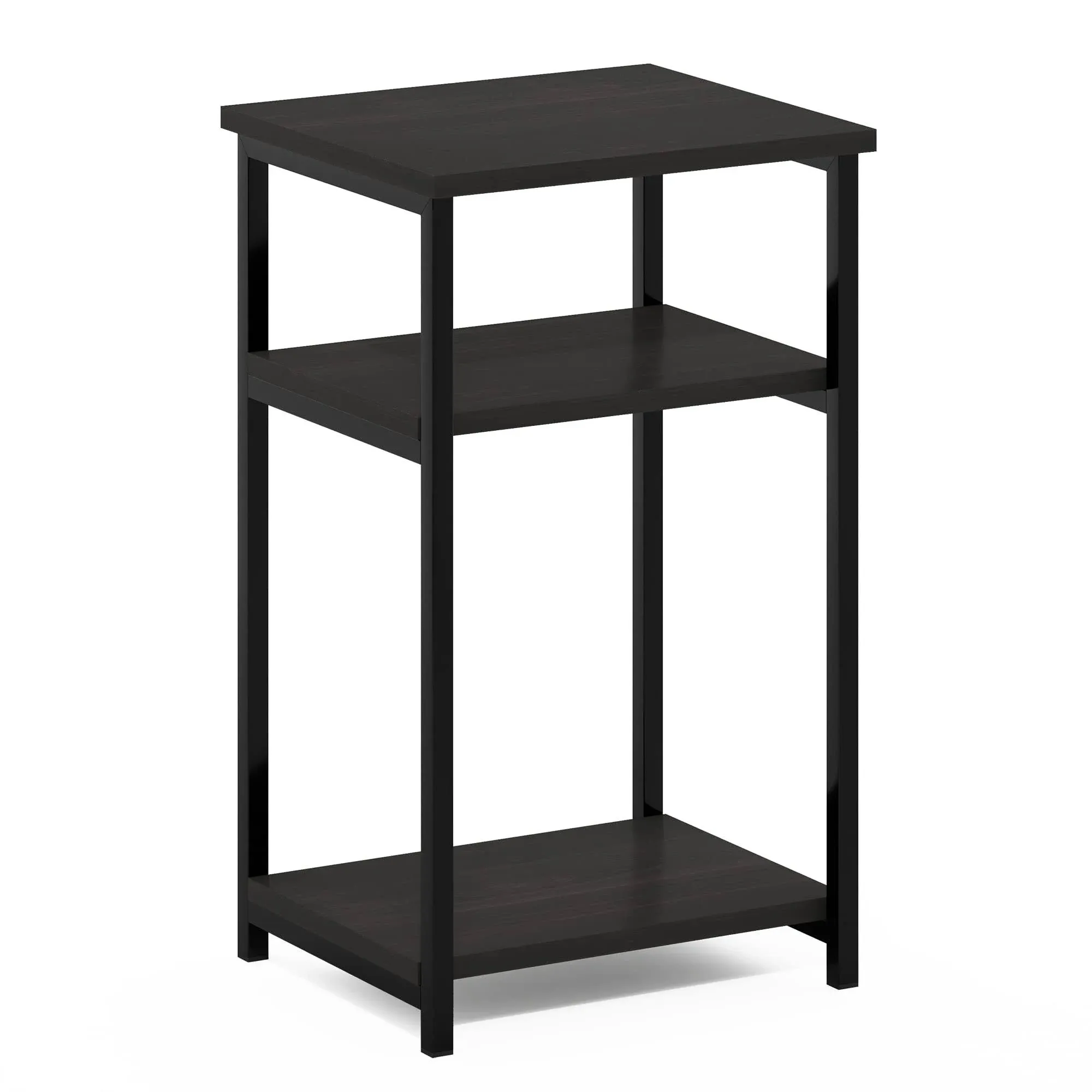 Furinno Just 3-Tier Industrial Metal Frame End Table with Storage Shelves