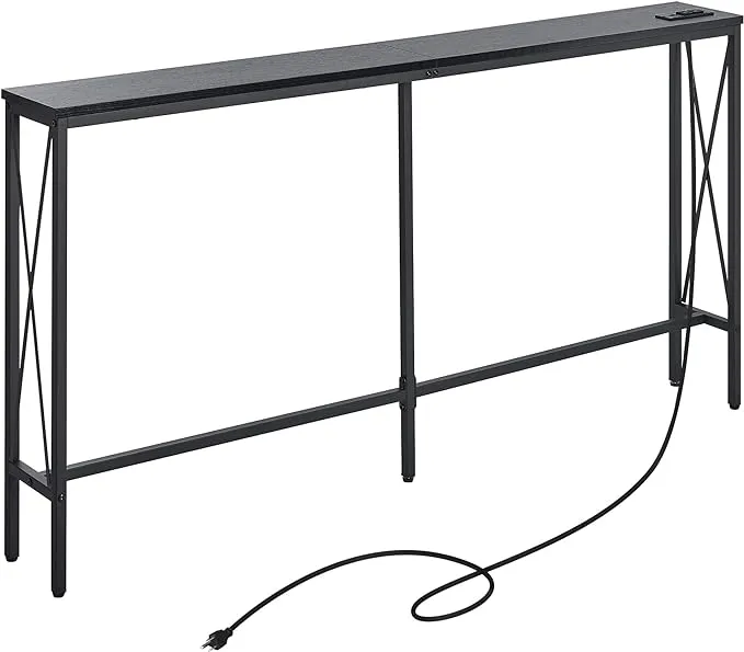 7.9” Console Table with Power Outlet, 7.9&#034; Dx63 Wx31.5 H Sofa Table for Living R