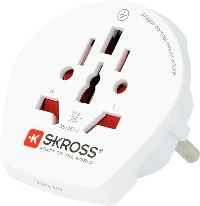 Skross World to Europe Country Travel Adaptor, White