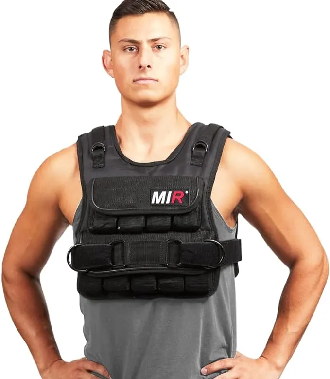 MiR Short Weighted Vest With Zipper Option 20lbs - 60lbs Solid Iron Weights. Workout Vest for Men and Women.