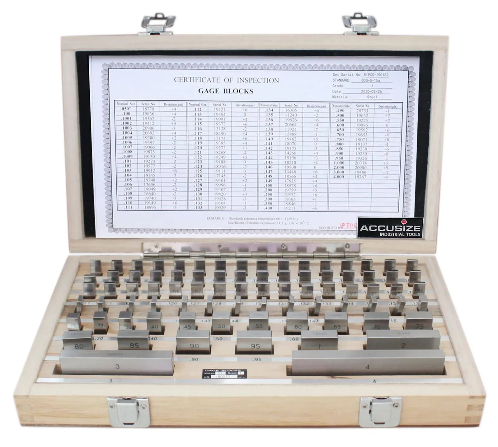 Accusize Industrial Tools 81 Pcs Steel Gauge Block Set, Grade B, P900-S581