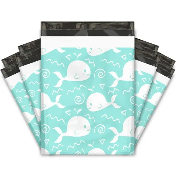 19x24 (25) Blue Whales Designer Poly Mailers Large Shipping Envelopes Premium Printed Bags