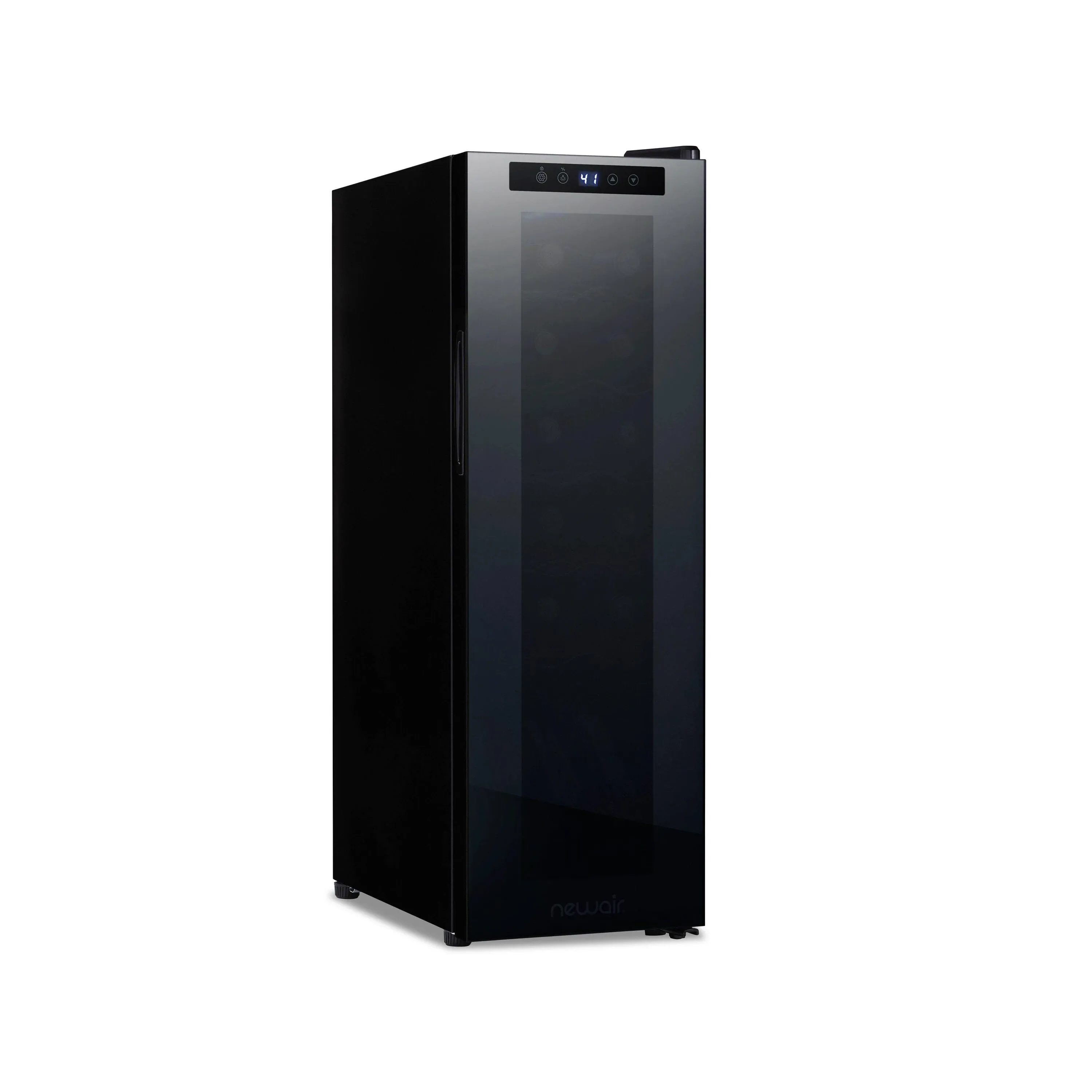 Shadow Series Wine Cooler Refrigerator 12 Bottle, Freestanding Mirrored Wine Fridge With Double-laye In Black