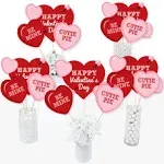 Big Dot of Happiness Conversation Hearts Valentine's Day Party Centerpiece Sticks Table Toppers Set of