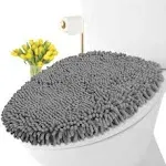 LuxUrux Soft Chenille Bathroom Toilet Lid Cover Machine Washable Seat Covers