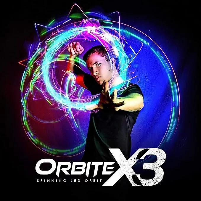 Emazinglights 4-LED Spinning Orbit: Orbite-X3 Lightshow Orbital Rave Light Toy, Clear