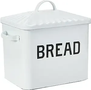 Creative Co-Op Distressed White Bread Box with Lid