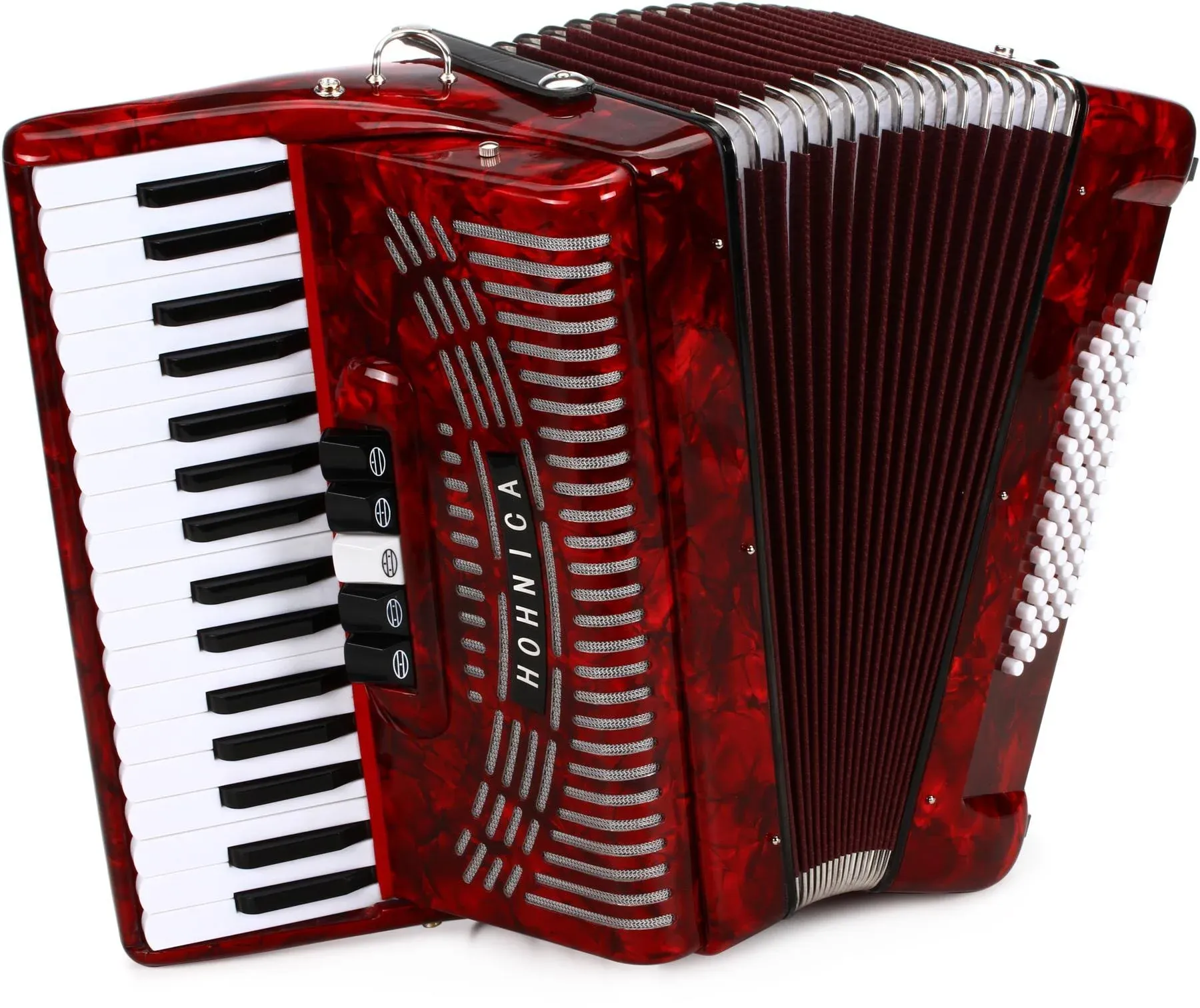 HOHNER 1305-RED Hohnica 72 Bass 34-Key Entry Level Piano Accordion Range G to E