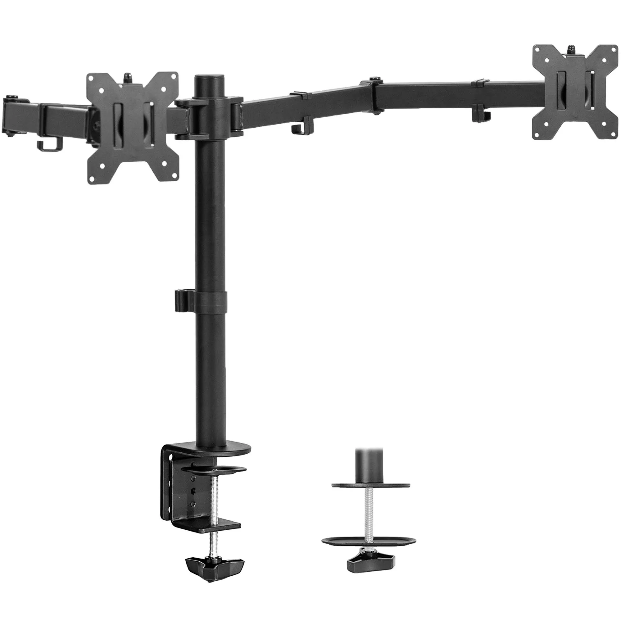 VIVO Dual Monitor Desk Mount, Heavy Duty Fully Adjustable Steel Stand, Holds 2 Computer Screens up to 32 inches and Max 22lbs Each, Black, STAND-V032