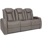 Seatcraft Republic Italian Leather Home Theater Sofa with Power Recline and Headrest - Grey