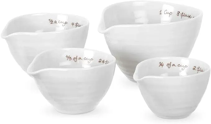 Portmeirion Sophie Conran White Measuring Cups | Set of 4 Measuring Cups for Kitchen and Baking in Assorted Sizes | Made from Fine Porcelain | Dishwasher Safe