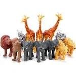 BOLZRA Jumbo Safari Animal Figurines, 12 Piece African Jungle Zoo Set, Realistic Elephant, Giraffe, Lion Toys for Toddlers, Kids Birthday