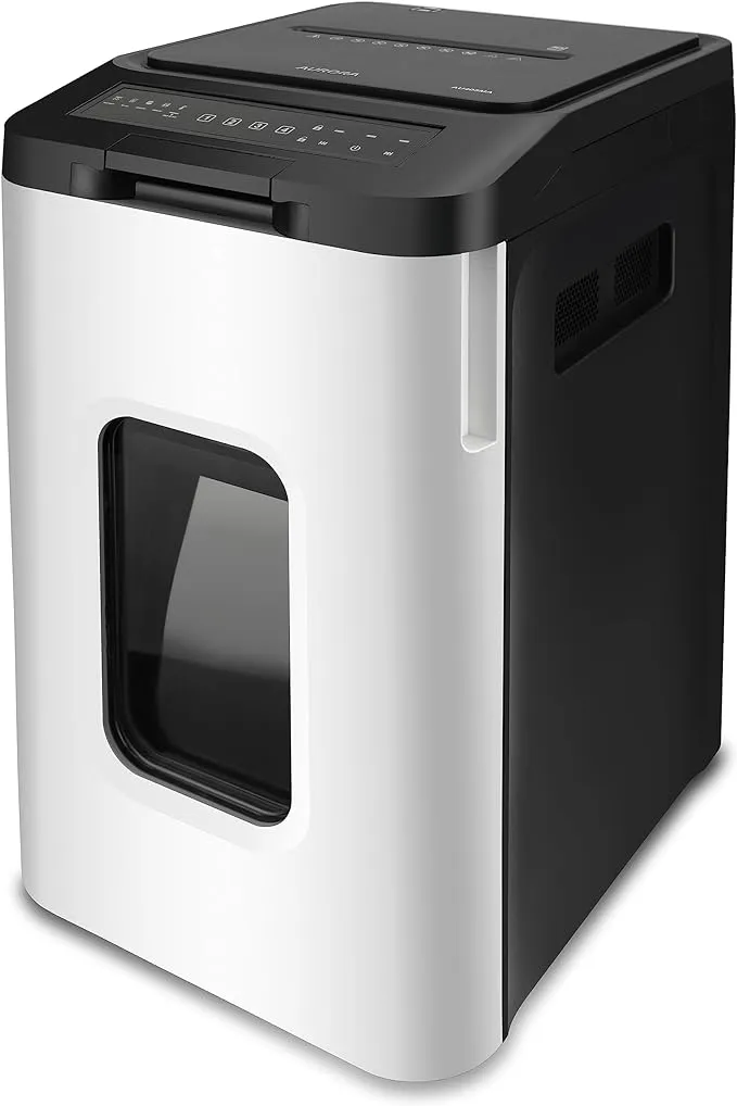 Aurora Commercial Grade 400-Sheet Auto Feed High-Security Micro-Cut Paper Shredder/ 240 Minutes/Security Level P-5