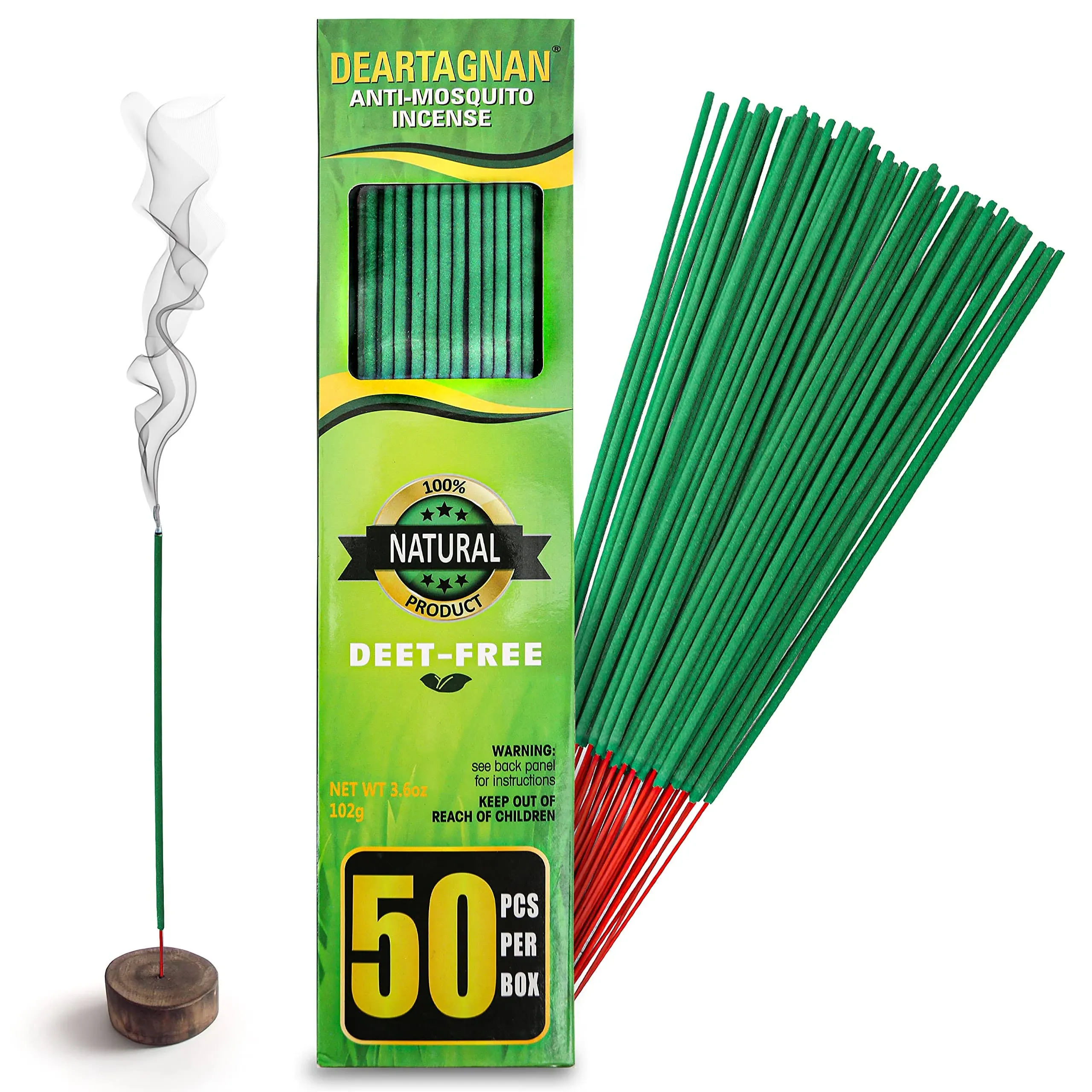 Mosquito Repellent Incense Sticks 50 Pieces per Box, for Patio/Natural 