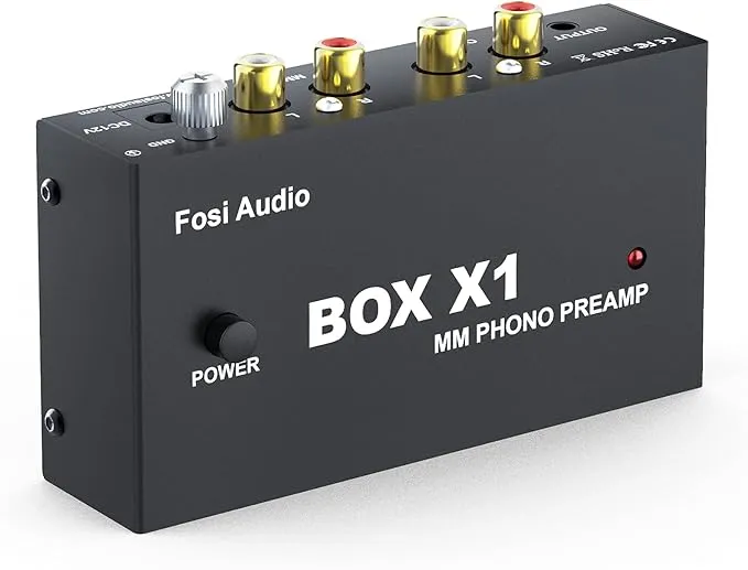 Fosi Audio Box X1 Phono Preamp for MM Turntable Mini Stereo Audio Hi-Fi Phonograph/Record Player Preamplifier with 3.5MM Headphone and RCA Output with DC 12V Power Supply