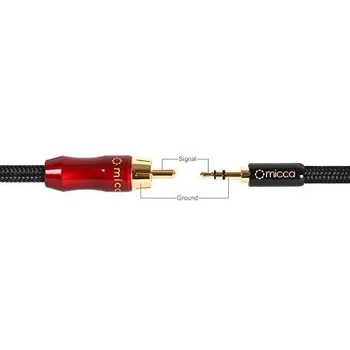 Micca Premium SPDIF Digital Coaxial Audio Cable - 3.5mm (1/8") to RCA, 3ft, Polarity: Tip - Signal, Sleeve - Ground