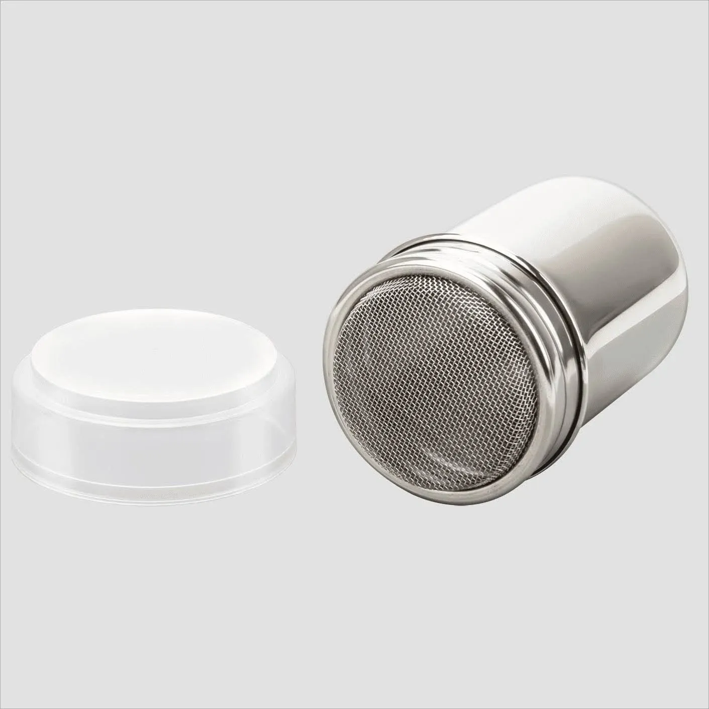 Onwon Powder Sugar Shaker with Lid - Stainless Steel Fine Mesh Shaker Cinnamon Icing Sugar Powder Cocoa Flour Chocolate Coffee Sifter Sprinkler Dredgers for Coffee Cappuccino Latte