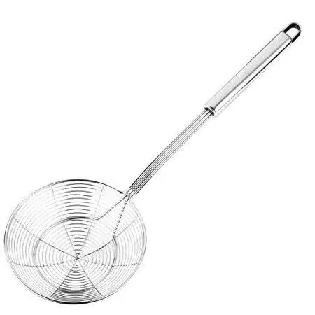 Hiware Solid Stainless Steel Spider Strainer Skimmer Ladle for Cooking and Fryin