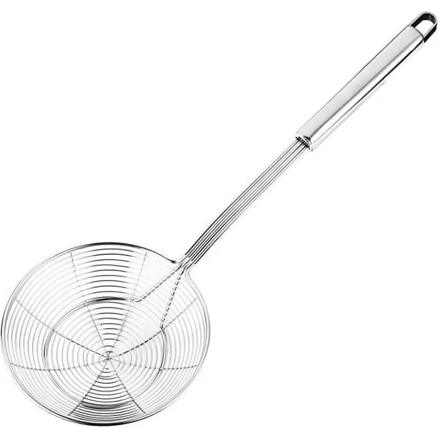 Solid Stainless Steel Spider Strainer Skimmer Ladle Kitchen Utensils Wire Strainer Pasta Strainer Spoon