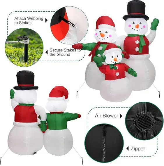 5ft Christmas Inflatable Decoration,Christmas Inflatables Greeting Snowman Family ...