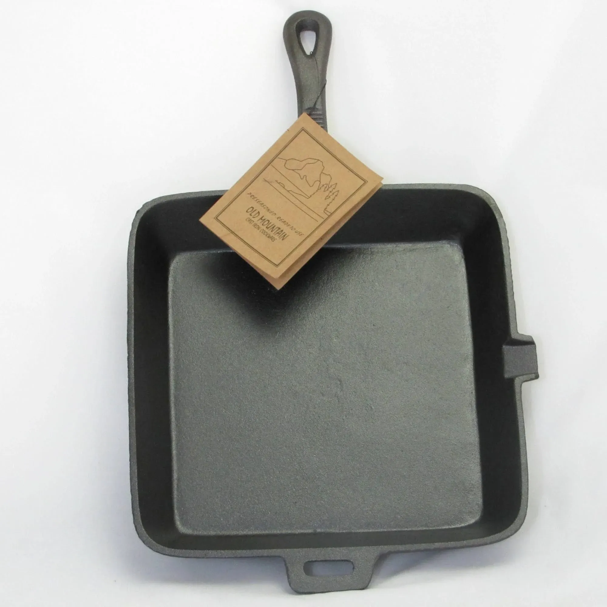 Old Mountain Pre Seasoned Cast Iron Square Skillet with Assist Handle