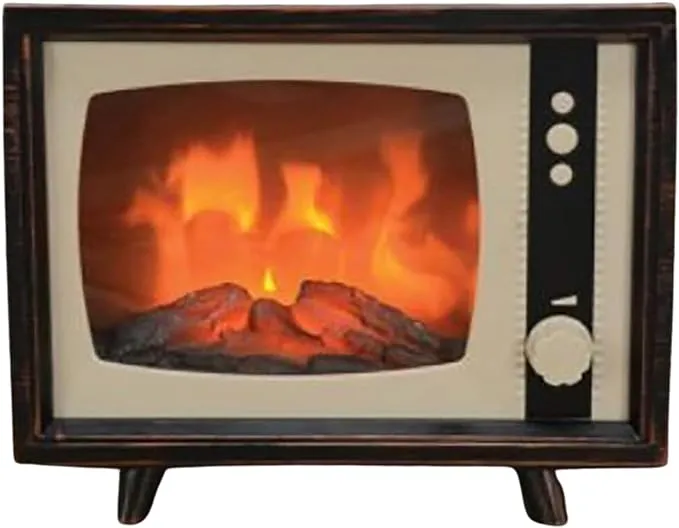 Decorative Realistic Fireplace Compact Retro Television with LED Moving Flame Effect, Hearth-Like-Glow With Electric Fireplace TV Look For Indoors by ELYYT