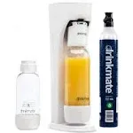 Drinkmate OmniFizz Sparkling Water and Soda Maker, Carbonates Any Drink, Special Bundle - Includes 60L CO2 Cylinder, Two Carbonation Bottles, and Fizz Infuser (Classic White)