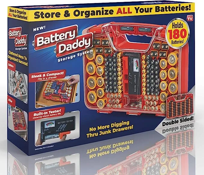 Smart Battery Daddy, Battery Storage System with Built in Battery Tester to Organize 150 Batteries