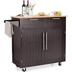 Costway Heavy Duty Utility Modern Rolling Kitchen Cabinet Cart