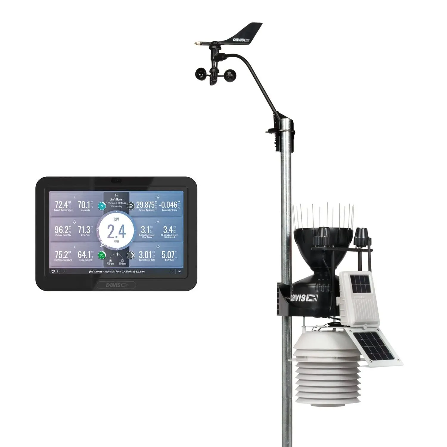 Davis Vantage Pro2 Wireless Weather Station w/WeatherLink Console, 24hr Fan Aspirated Radiation Shield, UV  Solar Sensors 6263